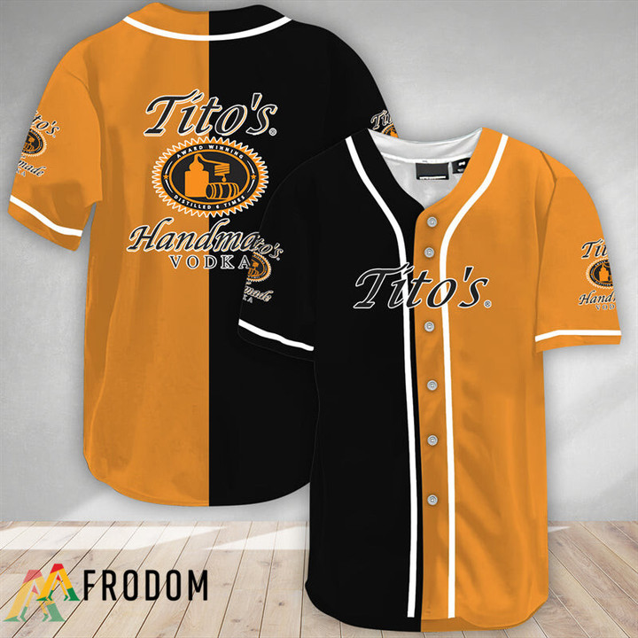 Black And Orange Split Tito's Vodka Baseball Jersey