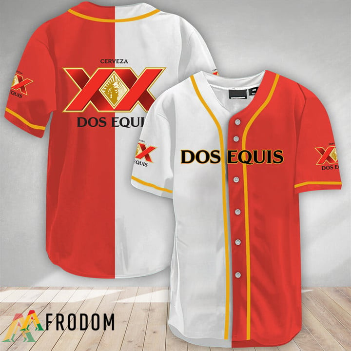 White And Red Split Dos Equis Baseball Jersey