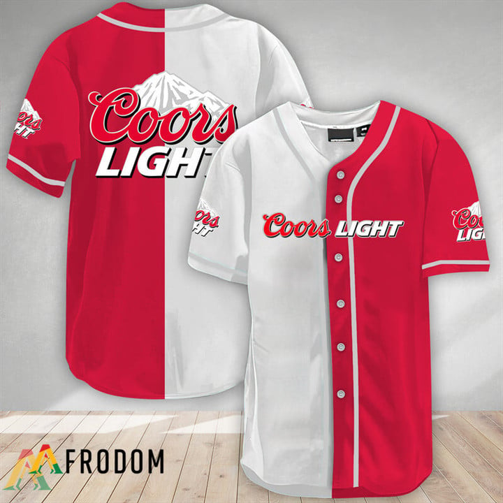 White And Red Split Coors Light Baseball Jersey