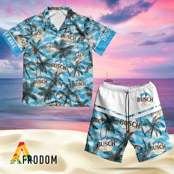 Personalized Tropical Busch Beer Hawaiian Shirt And Shorts Set