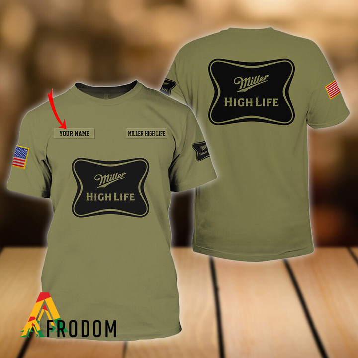 Personalized Military Green Miller High Life T-shirt