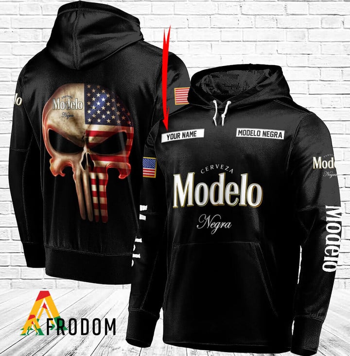 Personalized Black USA Flag Skull Modelo Negra Hoodie