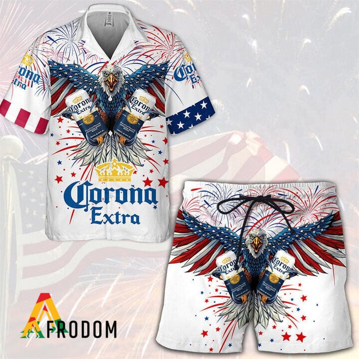 Aloha Independence Day Corona Extra Hawaiian Shirt And Shorts Set