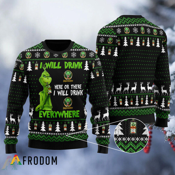 I Will Drink Jagermeister Everywhere Christmas Ugly Sweater