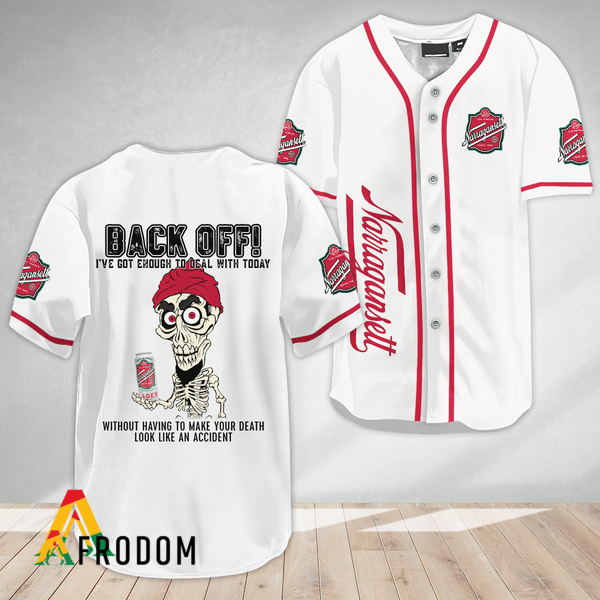 Achmed Back Off With Narragansett Beer Baseball Jersey