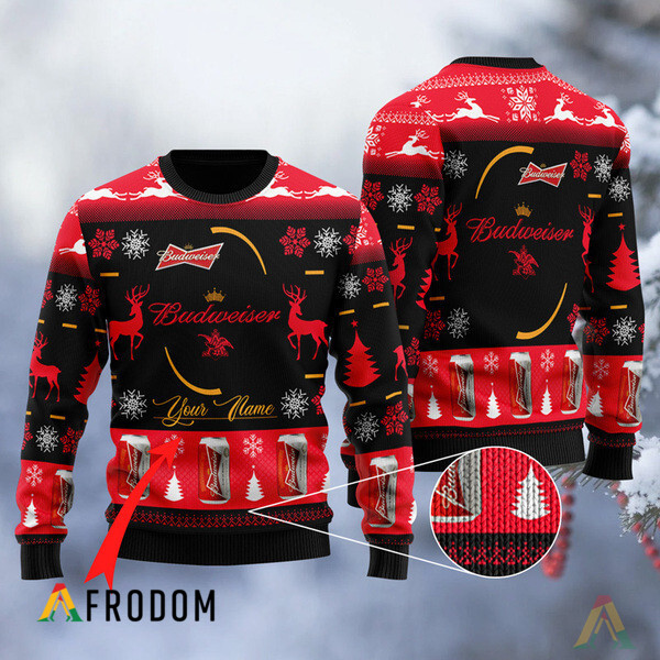 Personalized Black Budweiser Ugly Sweater