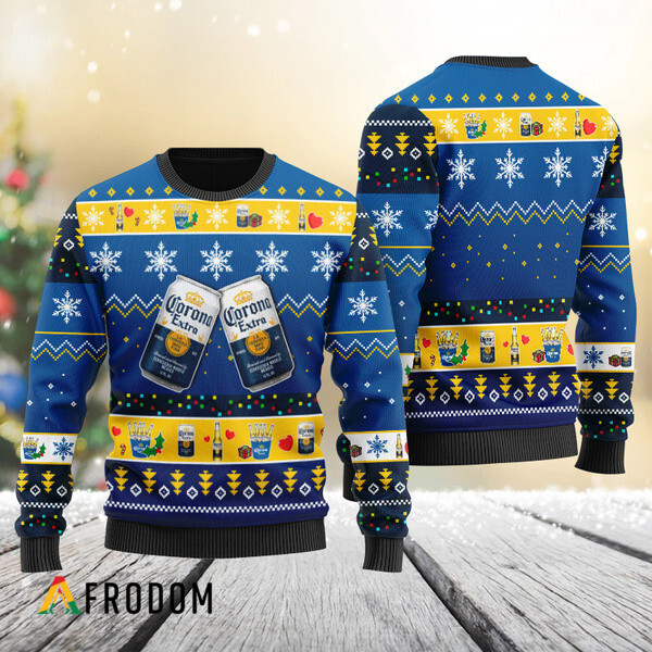 Corona Extra Snowflake Pattern Ugly Christmas Sweater
