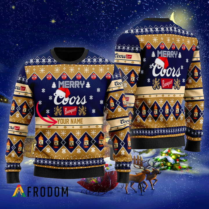 Personalized Merry Coors Banquet Christmas Ugly Sweater