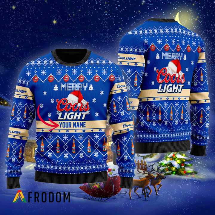 Personalized Merry Coors Light Christmas Ugly Sweater