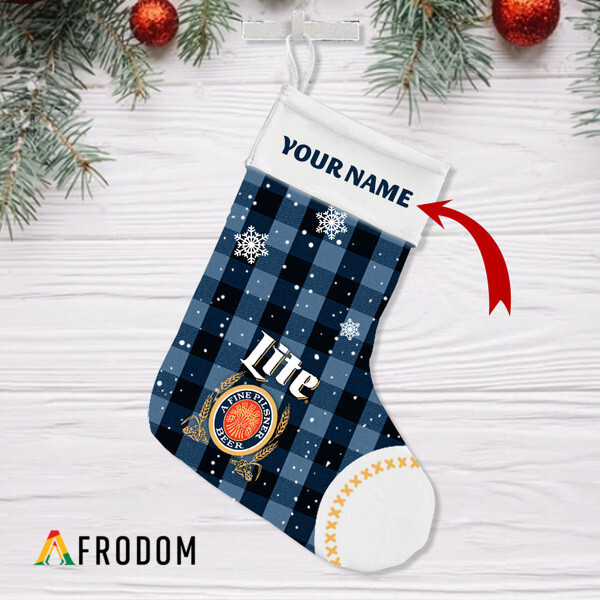 Personalized Gingham Miller Lite Christmas Stockings