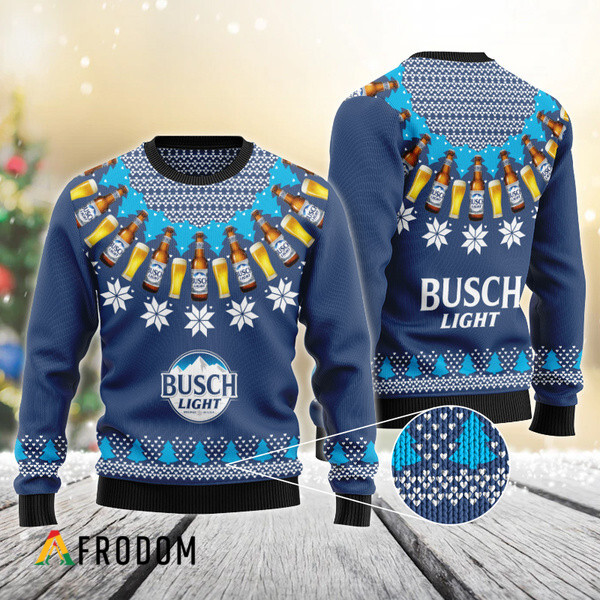Busch Light Heart Pattern Fair Isle Ugly Sweater