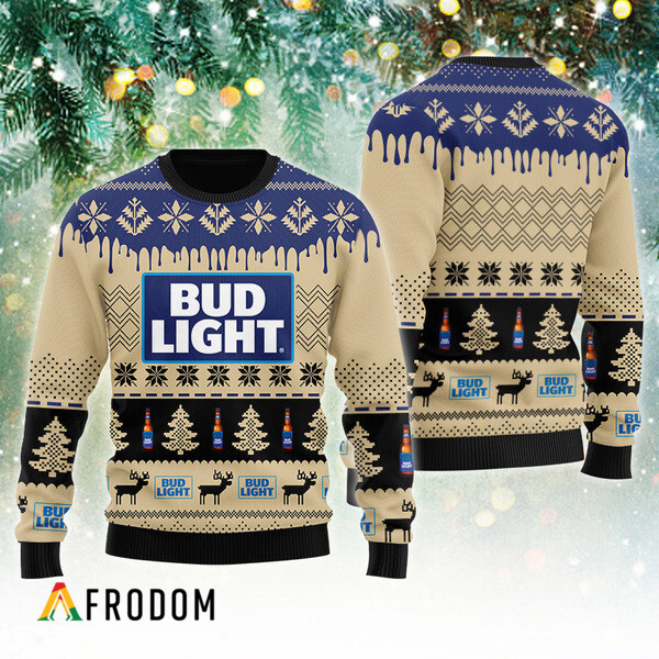 Chevron Pattern Bud Light Christmas Ugly Sweater
