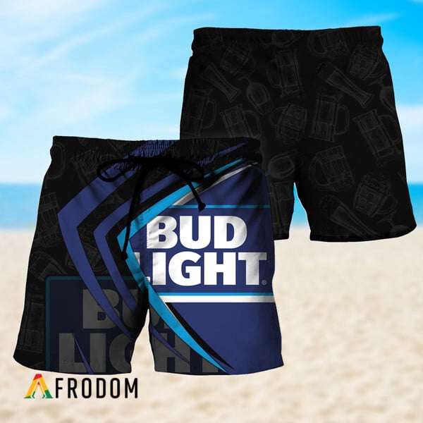 Black Mix Esport Doodle Bud Light Beer Hawaiian Shorts