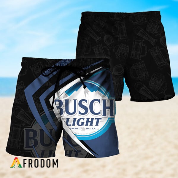 Black Mix Esport Doodle Busch Light Beer Hawaiian Shorts