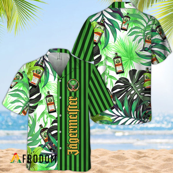 Tropical Plant Leaf Jagermeister Hawaiian Shirt
