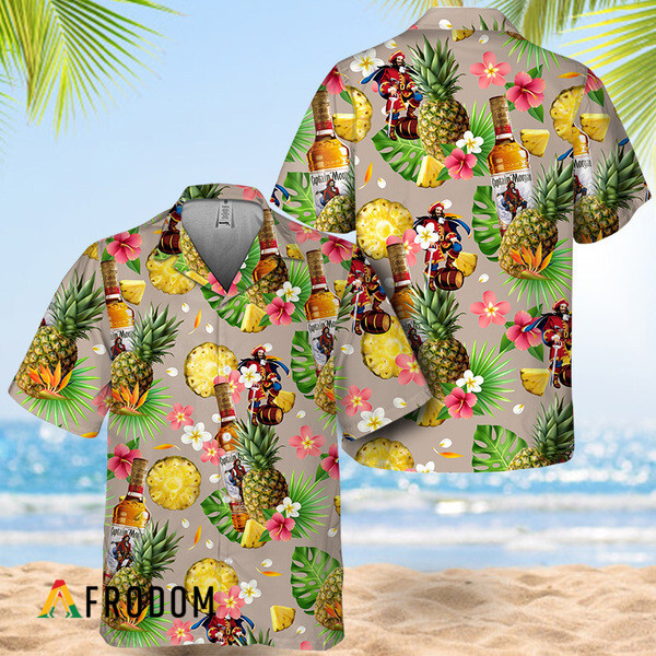 Floral Pineapple Captain Morgan Hawaiian Shirt