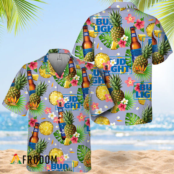 Floral Pineapple Bud Light Hawaiian Shirt