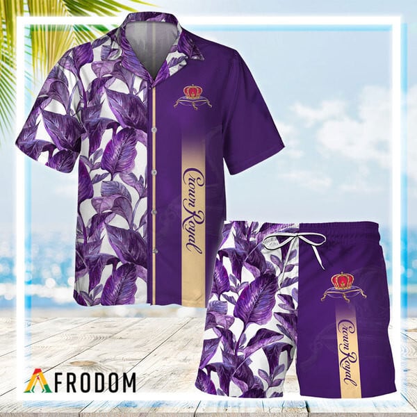 Crown Royal Tropical Leaf Hawaiian Shirt And Shorts Set