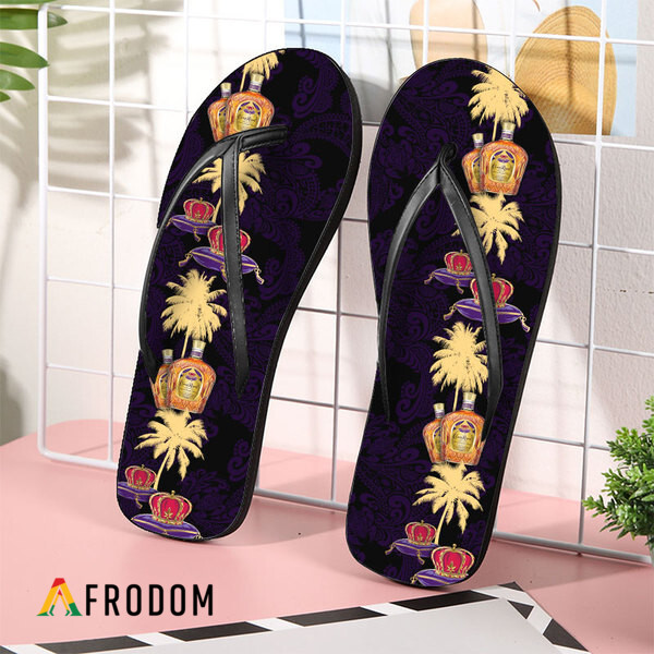 Tropical Palm Crown Royal Flip Flops