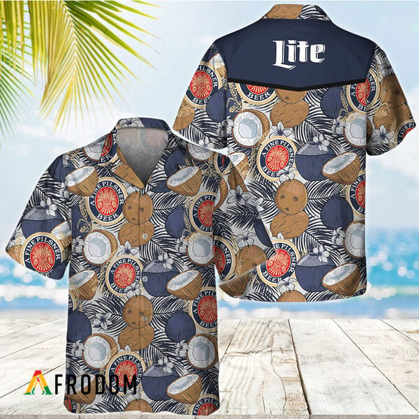 Coconuts Tropical Beach Miller Lite Hawaiian Shirt