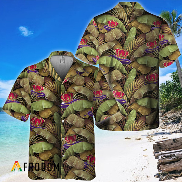 Abstract Banana Leaves Crown Royal Hawaiian Shirt