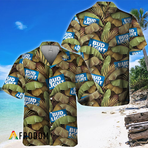 Abstract Banana Leaves Bud Light Hawaiian Shirt