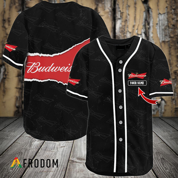 Personalized Black Budweiser Beer Seamless Baseball Jersey