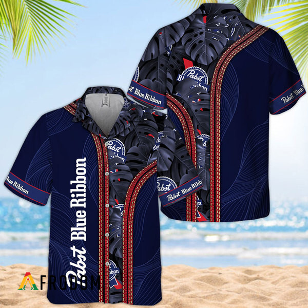 Tropical Monstera Pabst Blue Ribbon Hawaiian Shirt