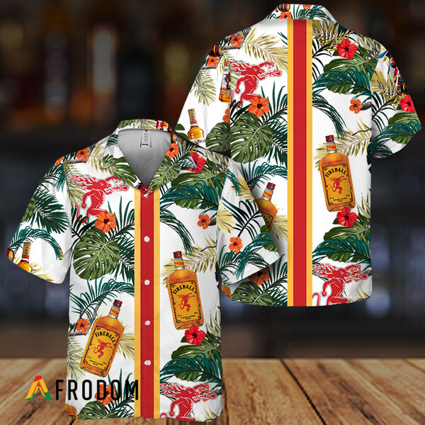 Tropical Summer Flowers Fireball Whisky Hawaiian Shirt