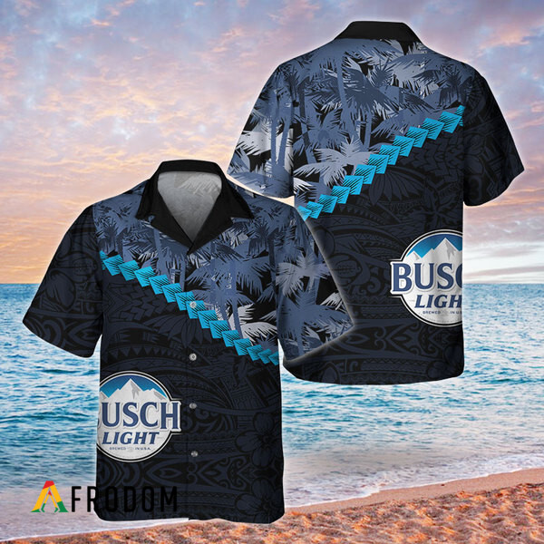 Summer Palm Tree Blend Polynesian Busch Light Hawaiian Shirt