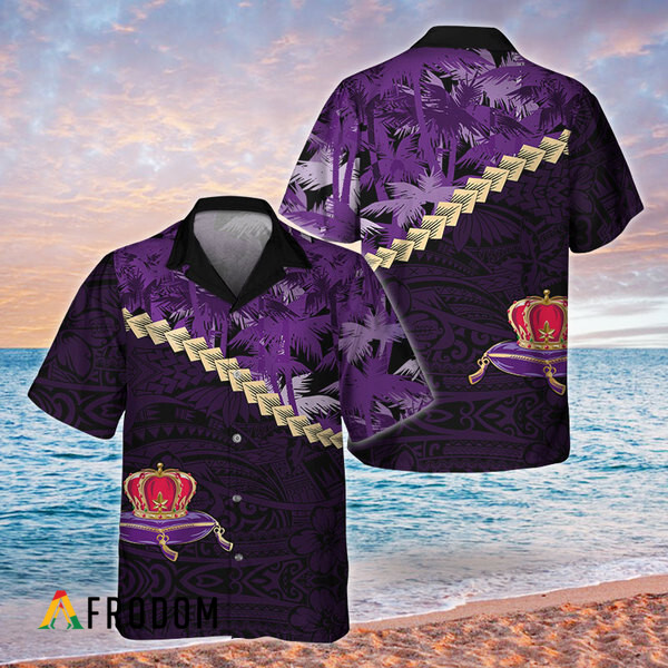 Summer Palm Tree Blend Polynesian Crown Royal Hawaiian Shirt