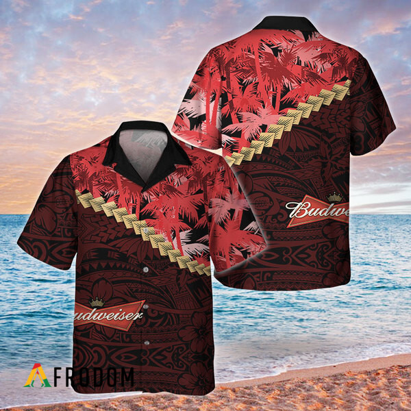 Summer Palm Tree Blend Polynesian Budweiser Hawaiian Shirt