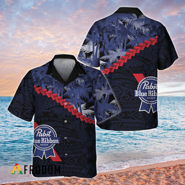 Summer Palm Tree Blend Polynesian Pabst Blue Ribbon Hawaiian Shirt