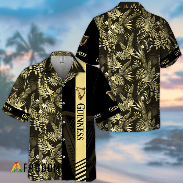 Midnight Tropical Foliage Guinness Hawaiian Shirt