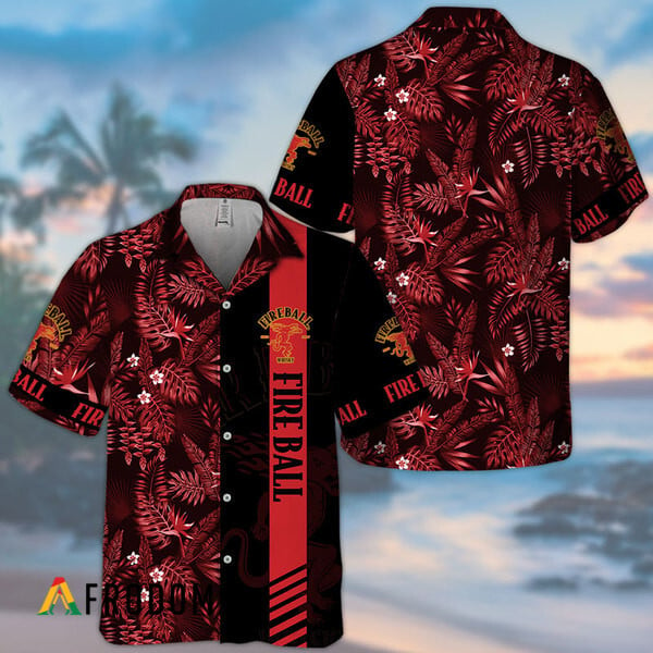 Midnight Tropical Foliage Fireball Whisky Hawaiian Shirt