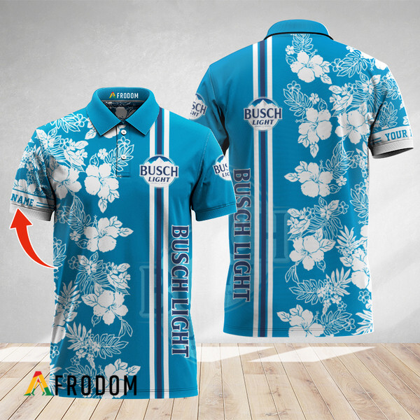 Personalized Tropical Flowers Busch Light Polo Shirt