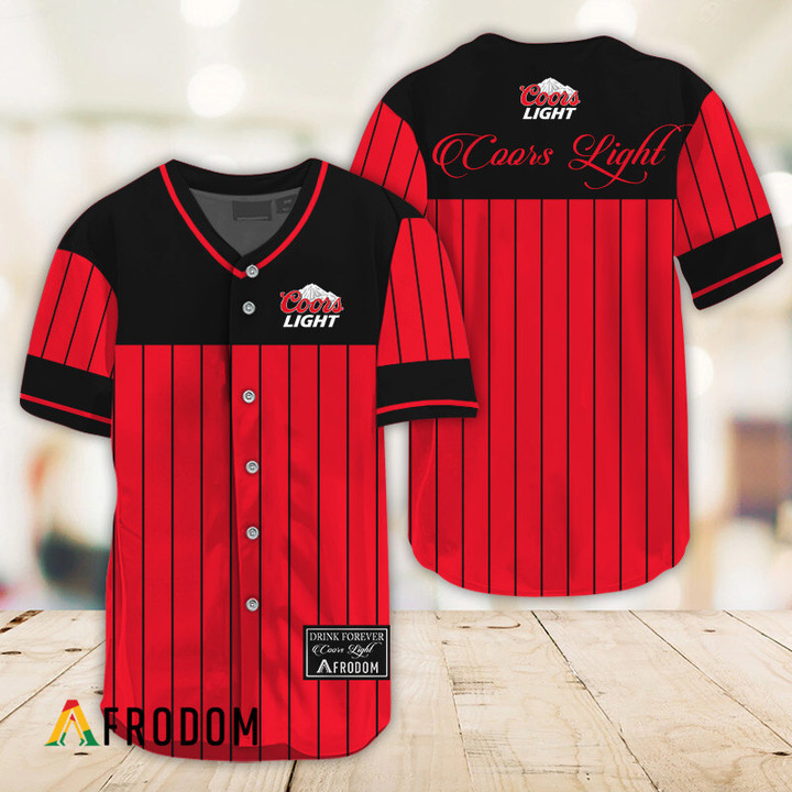 Sleek Black Vertical Striped Coors Light Baseball Jersey