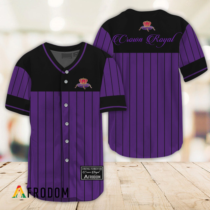 Sleek Black Vertical Striped Crown Royal Baseball Jersey