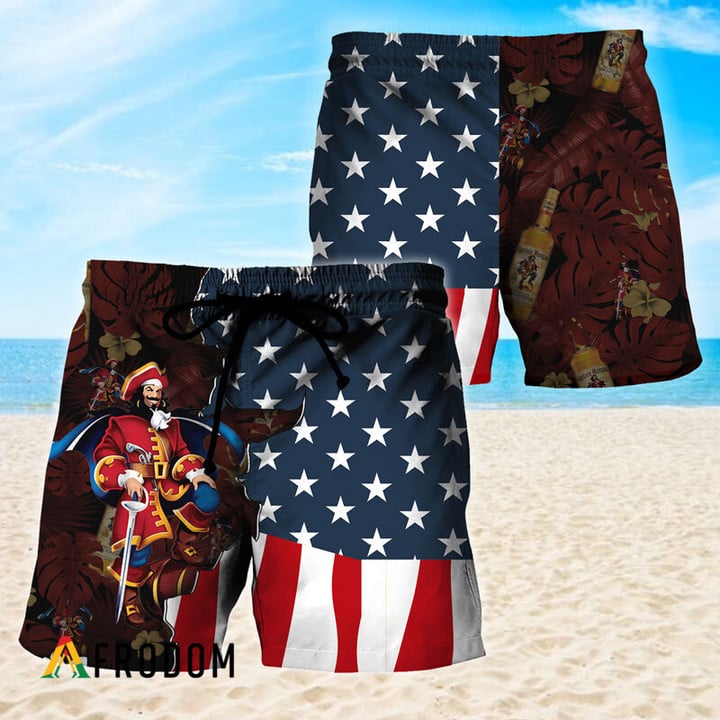 USA Tropical Flag Captain Morgan Hawaiian Shorts