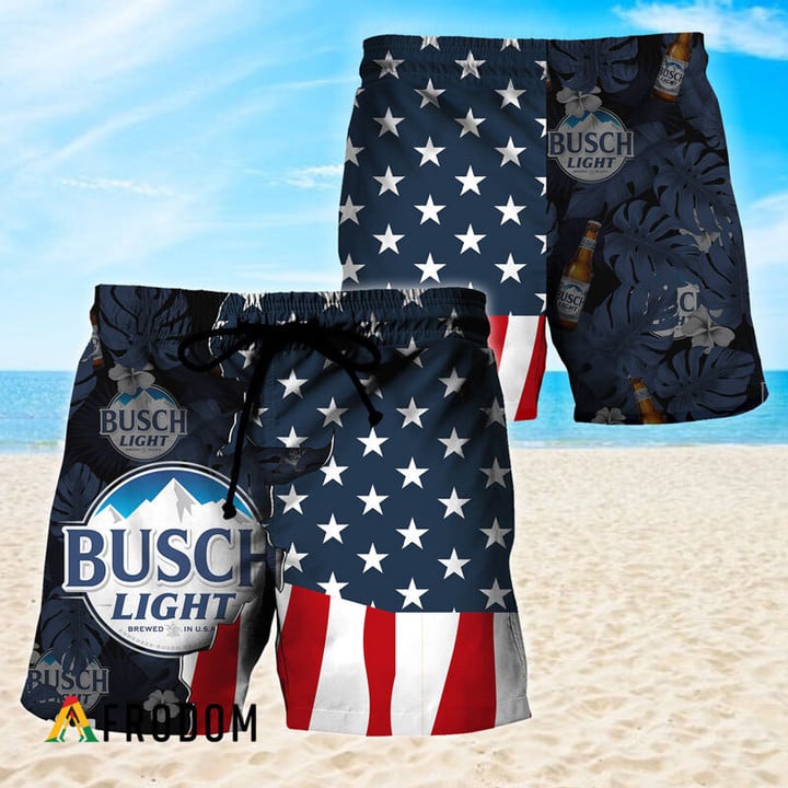 USA Tropical Flag Busch Light Hawaiian Shorts