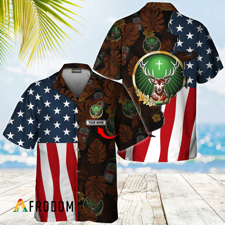 Personalized Tropical Vibes American Flag Jagermeister Hawaiian Shirt