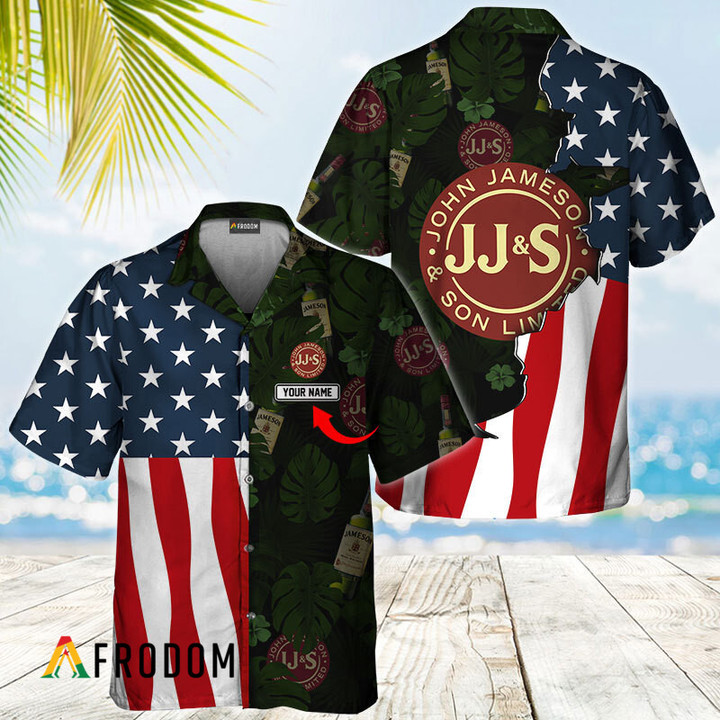 Personalized Tropical Vibes American Flag Jameson Hawaiian Shirt