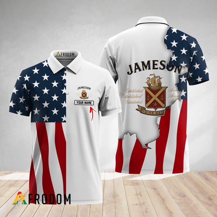 Personalized Jameson Whiskey American Flag Polo Shirt