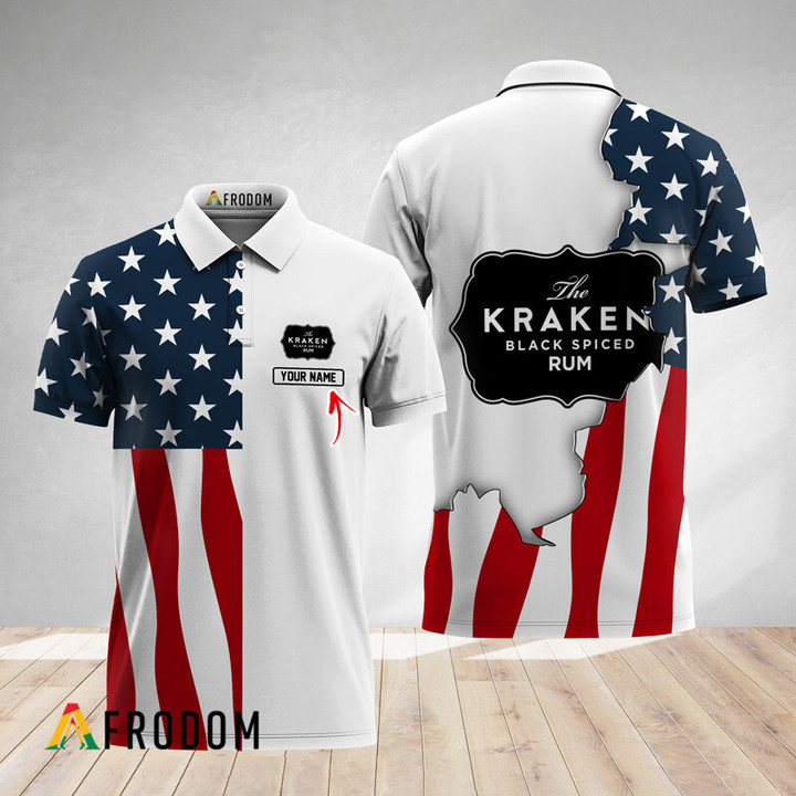 Personalized Kraken Rum American Flag Polo Shirt