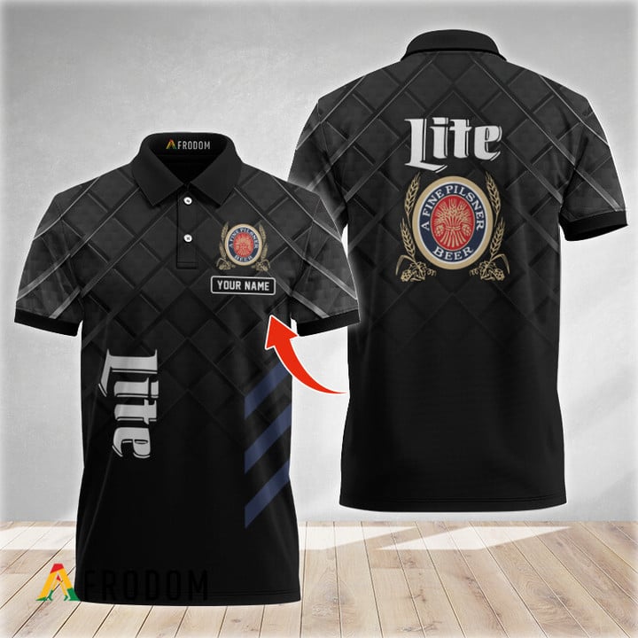 Personalized Classic Black Miller Lite Polo Shirt