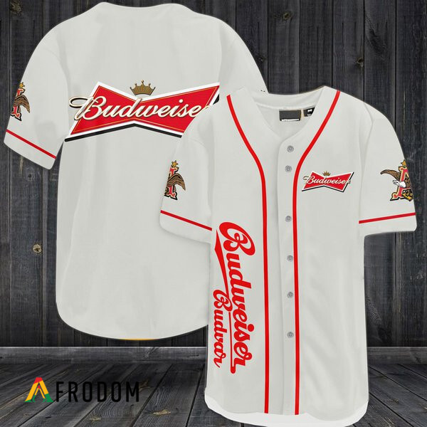 White Budweiser Beer Baseball Jersey