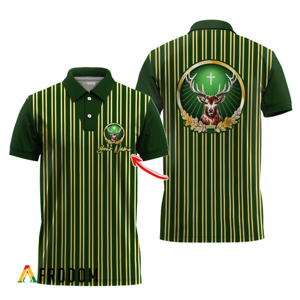Customized Jagermeister Green Stripe Pattern Polo Shirt