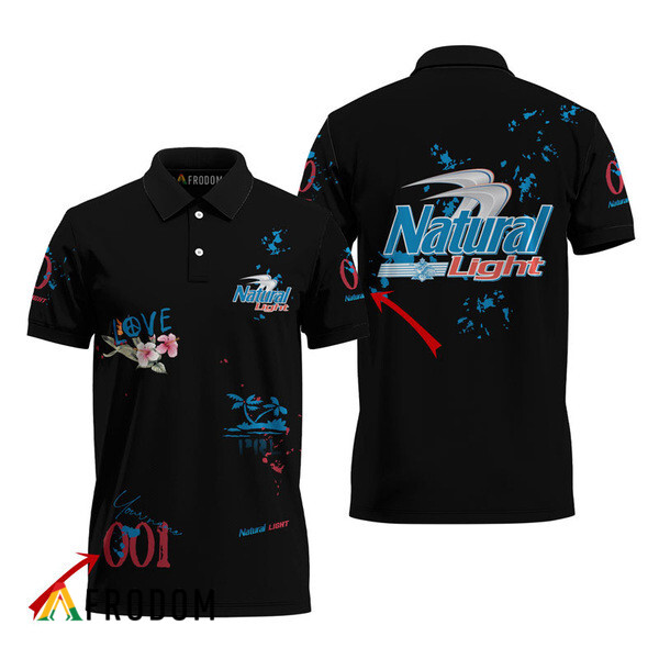 Natural Light Black Mesh Graphic Polo Shirt