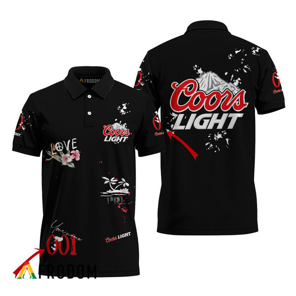 Customized Coors Light Black Mesh Graphic Polo Shirt