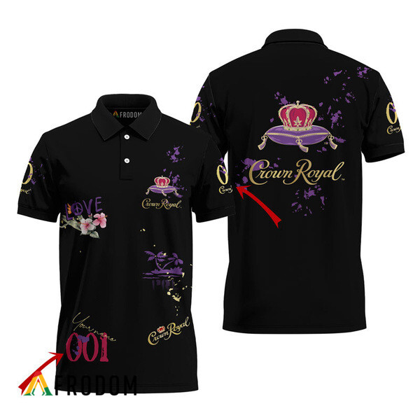 Customized Crown Royal Black Mesh Graphic Polo Shirt